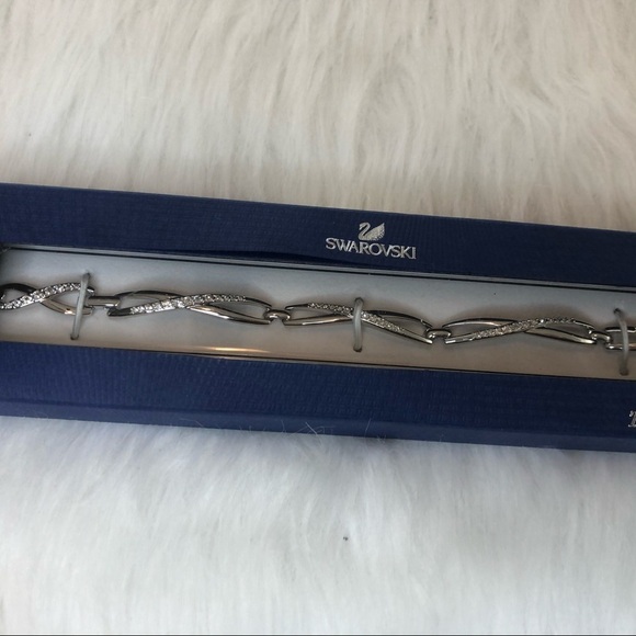 Swarovski Bracelet New Original Box Stamped SWAROVSKI Silvertone Clear Crystal - Picture 2 of 6